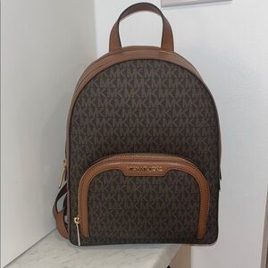 Michael Kors Monogram Brown and Tan Backpack